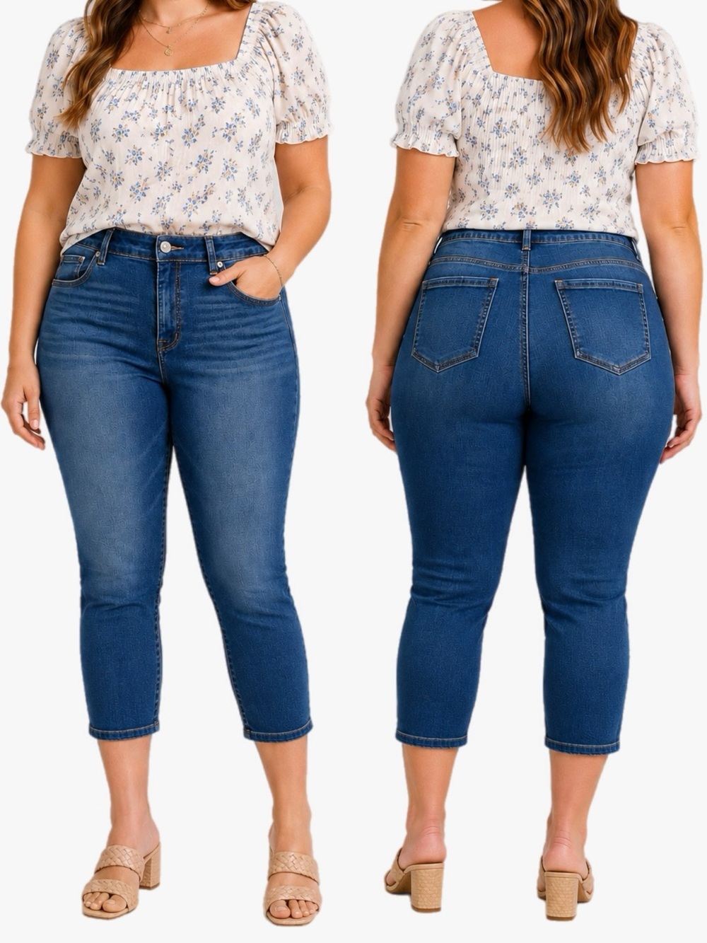 Torrid Trio Fit Limitless Stretch Skinny Crop Jeans Plus Size 10-14 Medium Wash